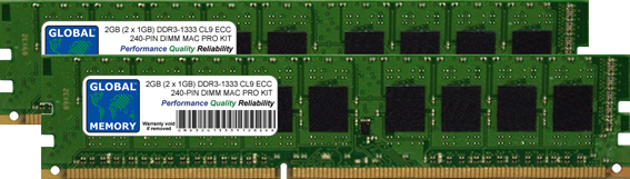 2GB (2 x 1GB) DDR3 1333MHz PC3-10600 240-PIN ECC DIMM (UDIMM) MEMORY RAM KIT FOR APPLE MAC PRO (MID 2010 - MID 2012)